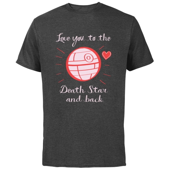 Star Wars Valentine Day Love You to the Death Star and Back - Short Sleeve Cotton T-Shirt for Adults - Customized-Charcoal