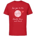thumbnail image 1 of Star Wars Valentine Day Love You to the Death Star and Back - Short Sleeve Cotton T-Shirt for Adults - Customized-Red, 1 of 5