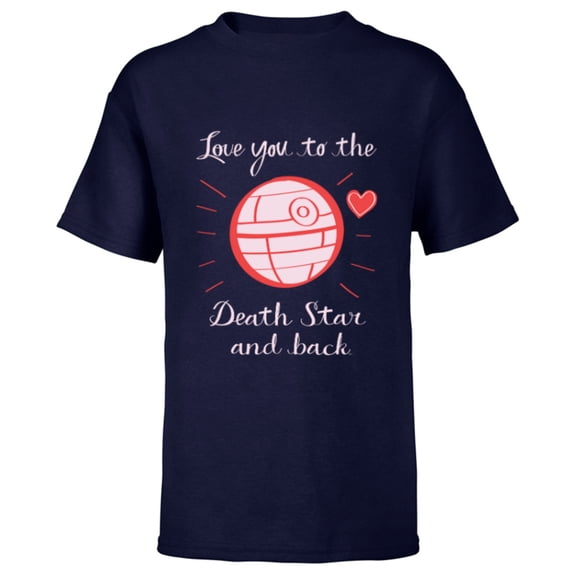 Star Wars Valentine Day Love You to the Death Star and Back - Short Sleeve T-Shirt for Kids - Customized-Navy