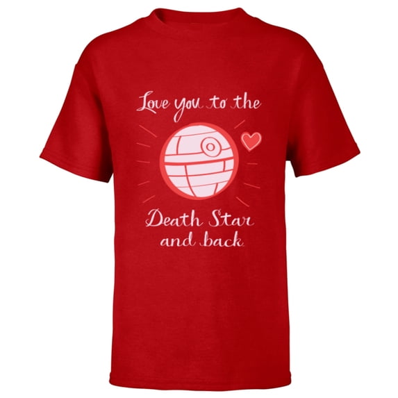 Star Wars Valentine Day Love You to the Death Star and Back - Short Sleeve T-Shirt for Kids - Customized-Red