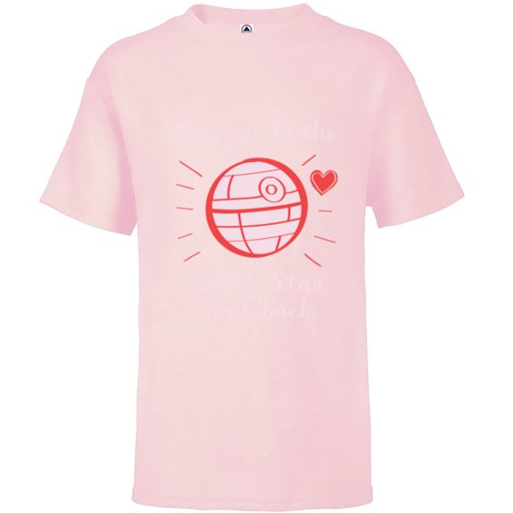 Star Wars Valentine Day Love You to the Death Star and Back - Short Sleeve T-Shirt for Kids - Customized-Soft Pink