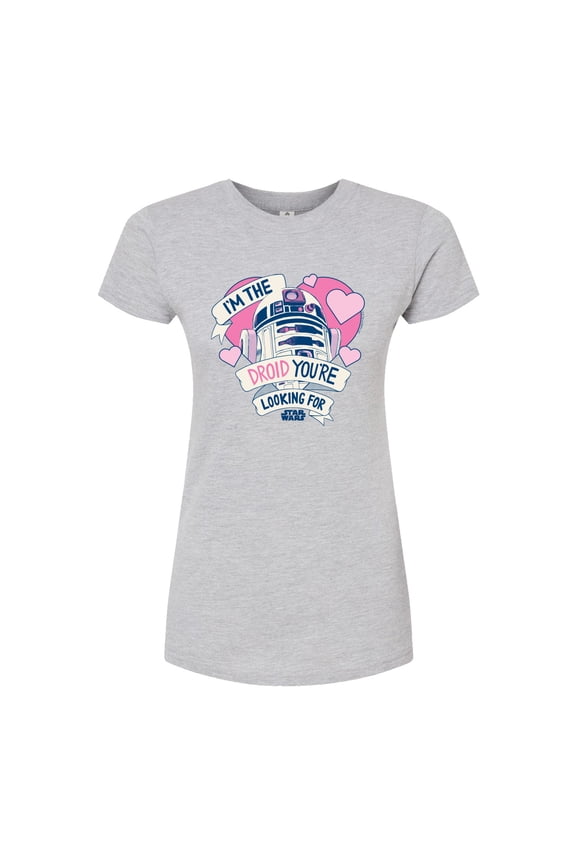 - Valentine Droid You're Looking For - Juniors Fitted Graphic T-Shirt