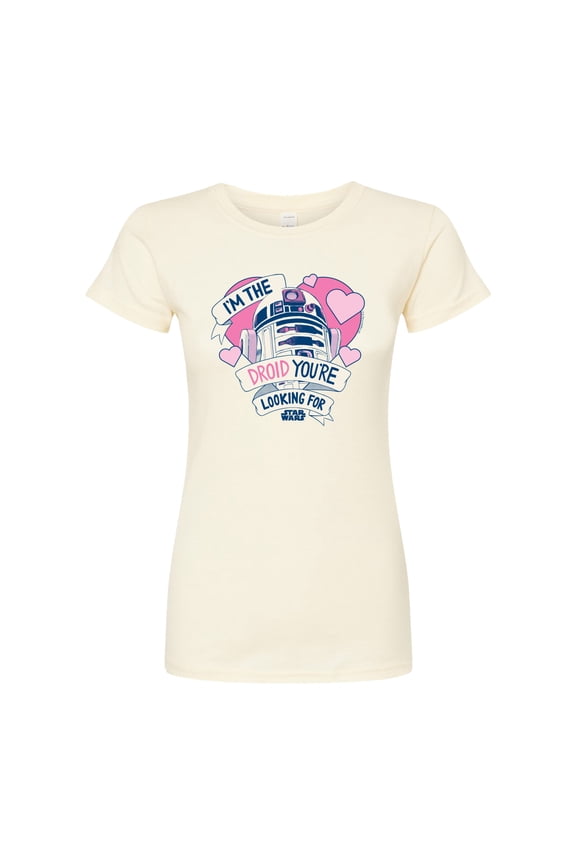 - Valentine Droid You're Looking For - Juniors Fitted Graphic T-Shirt