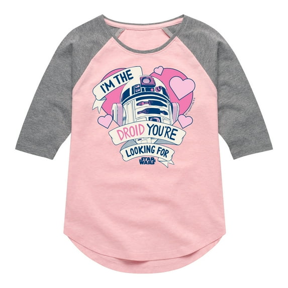 Star Wars - Valentine Droid You're Looking For - Toddler And Youth Girls Shirt Tail Raglan