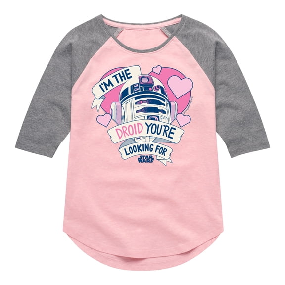 Star Wars - Valentine Droid You're Looking For - Toddler And Youth Girls Shirt Tail Raglan