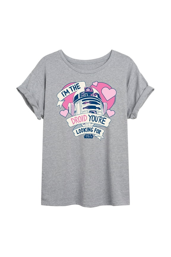 - Valentine Droid You're Looking For - Women's Oversized Graphic T-Shirt
