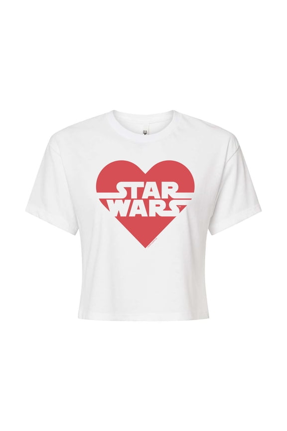 - Valentine Heart Logo - Juniors Cropped Graphic T-Shirt
