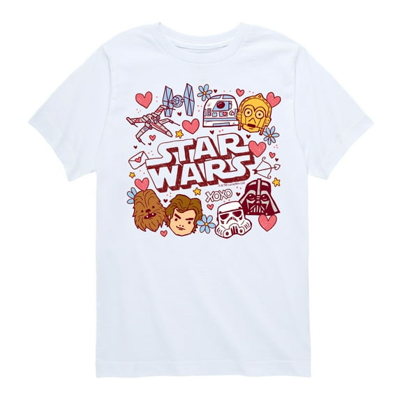 Star Wars - Valentine Logo Scribbly - Toddler And Youth Short Sleeve Graphic T-Shirt