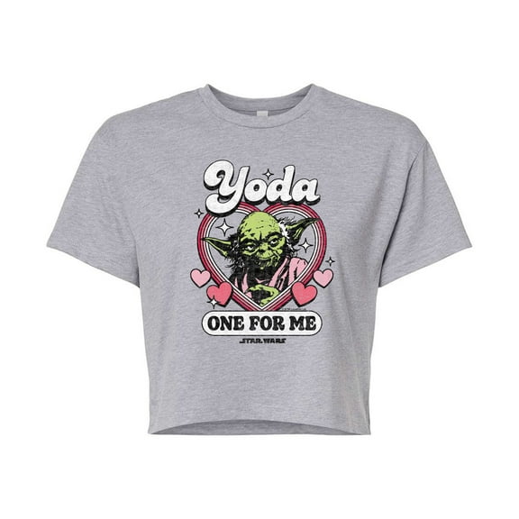 Star Wars - Valentine Yoda One For Me - Juniors Cropped Graphic T-Shirt