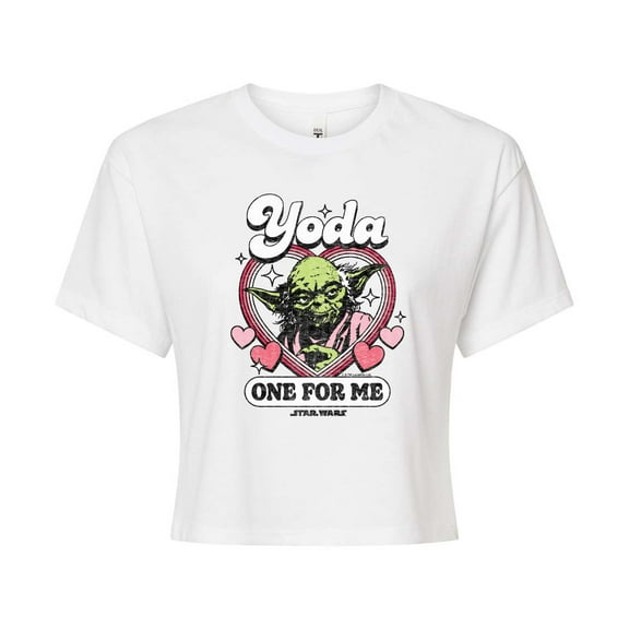 Star Wars - Valentine Yoda One For Me - Juniors Cropped Graphic T-Shirt
