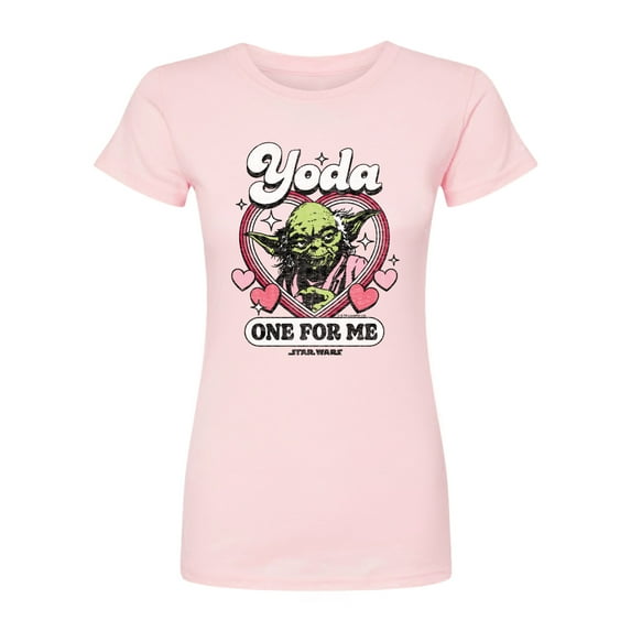 Star Wars - Valentine Yoda One For Me - Juniors Fitted Graphic T-Shirt