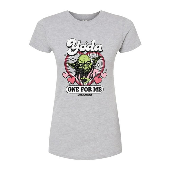 Star Wars - Valentine Yoda One For Me - Juniors Fitted Graphic T-Shirt