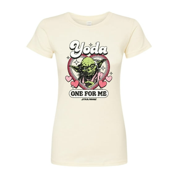 Star Wars - Valentine Yoda One For Me - Juniors Fitted Graphic T-Shirt