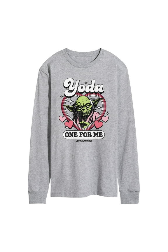 - Valentine Yoda One For Me - Men's Long Sleeve Graphic T-Shirt