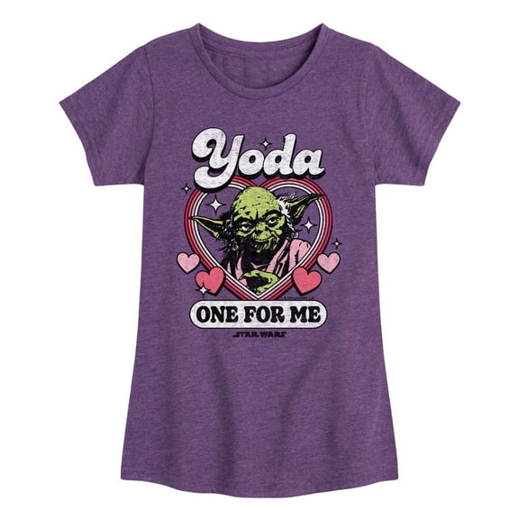 Star Wars - Valentine Yoda One For Me - Toddler And Youth Girls Fitted Short Sleeve Graphic T-Shirt