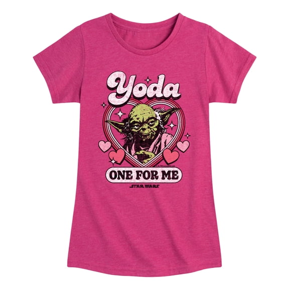 Star Wars - Valentine Yoda One For Me - Toddler And Youth Girls Fitted Short Sleeve Graphic T-Shirt