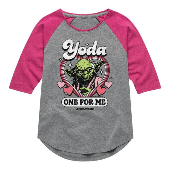 Star Wars - Valentine Yoda One For Me - Toddler And Youth Girls Shirt Tail Raglan