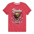thumbnail image 1 of Star Wars - Valentine Yoda One For Me - Toddler And Youth Short Sleeve Graphic T-Shirt, 1 of 5