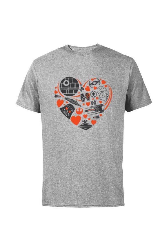 Valentine's Day Heart Galaxy - Short Sleeve Cotton T-Shirt for Adults - Customized-Athletic Heather