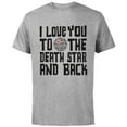 thumbnail image 1 of Star Wars Valentine's Day I Love You to the Death Star - Short Sleeve Cotton T-Shirt for Adults - Customized-Athletic Heather, 1 of 5