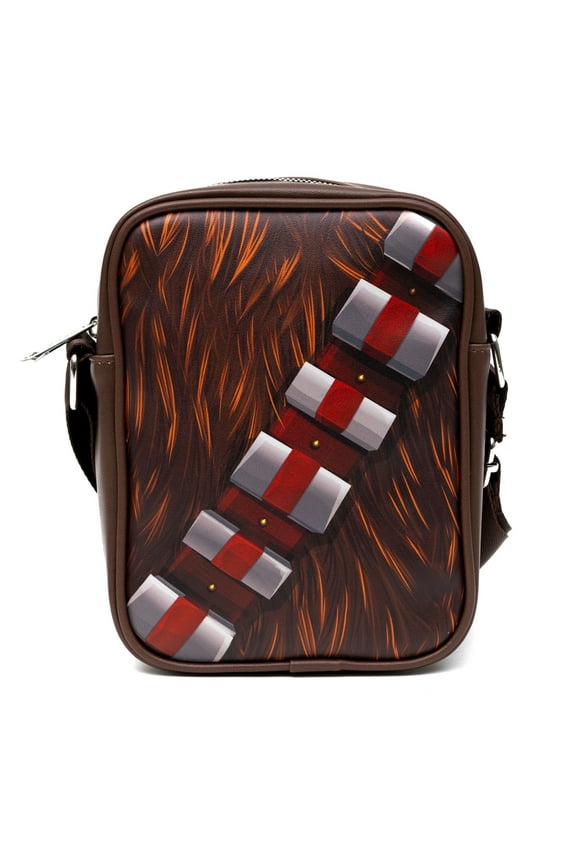 Star Wars Vegan Leather Crossbody Backpack for Men and Women with Adjustable Strap, Chewbacca Character Close Up, Brown