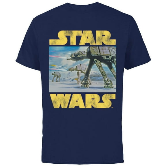 Star Wars Vintage Imperial AT-AT Battle of Hoth - Short Sleeve Cotton T-Shirt for Adults -Customized-Navy