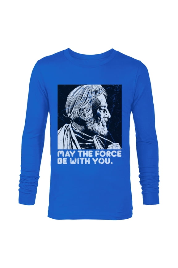 Vintage Obi-Wan Kenobi May the Force Be With You - Long Sleeve T-Shirt for Men - Customized-Navy