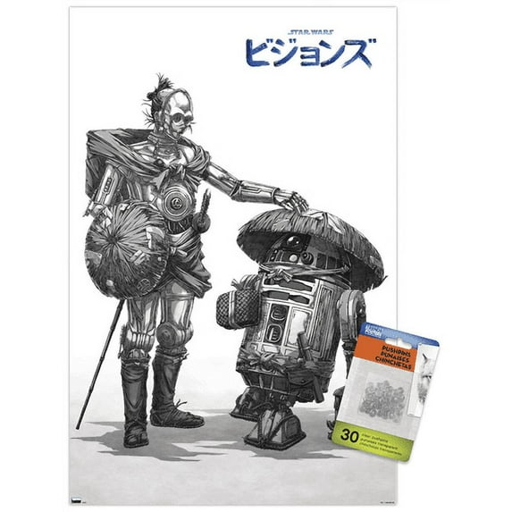 Star Wars: Visions - Droids Wall Poster with Pushpins, 14.725" x 22.375"