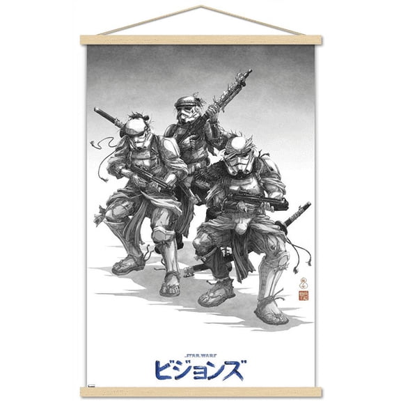 Star Wars: Visions - Storm Troopers Wall Poster with Wooden Magnetic Frame, 22.375" x 34"