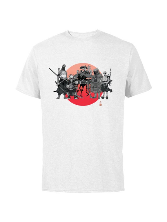 : Visions Anime The Duel Samurai Aliens and Droids - Short Sleeve Cotton T-Shirt for Adults - Customized-White