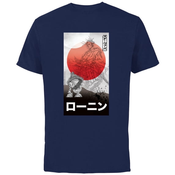 Star Wars: Visions Anime The Duel Ronin and Droid Samurai - Short Sleeve Cotton T-Shirt for Adults - Customized-Navy
