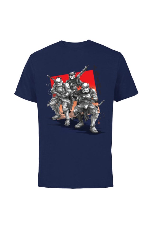 : Visions Anime The Duel Samurai Stormtrooper Trio - Short Sleeve Cotton T-Shirt for Adults - Customized-Navy