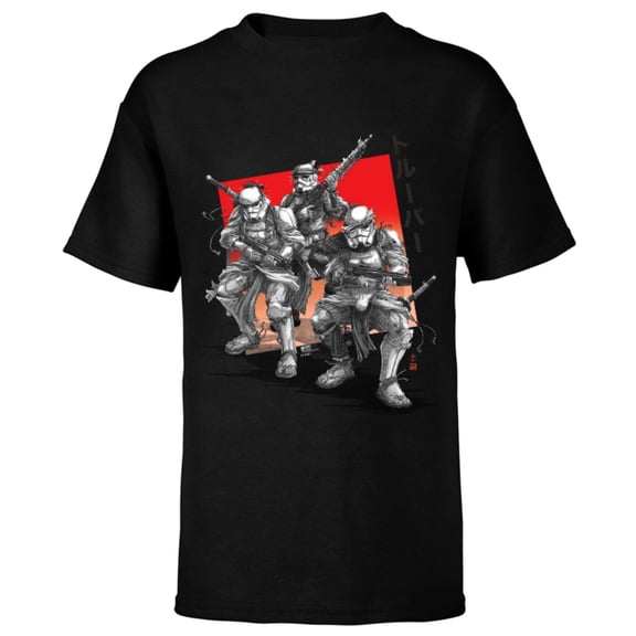 Star Wars: Visions Anime The Duel Samurai Stormtrooper Trio - Short Sleeve T-Shirt for Kids – Customized-Black