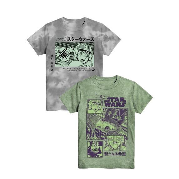 Star Wars Watch Panel, Boys Graphic Short Sleeve T-Shirt 2Pack, Sizes 4-18