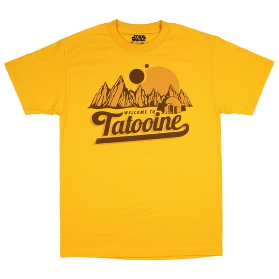 Star Wars Welcome To Tatooine Desert Planet Men's T-shirt (Medium, Yellow)
