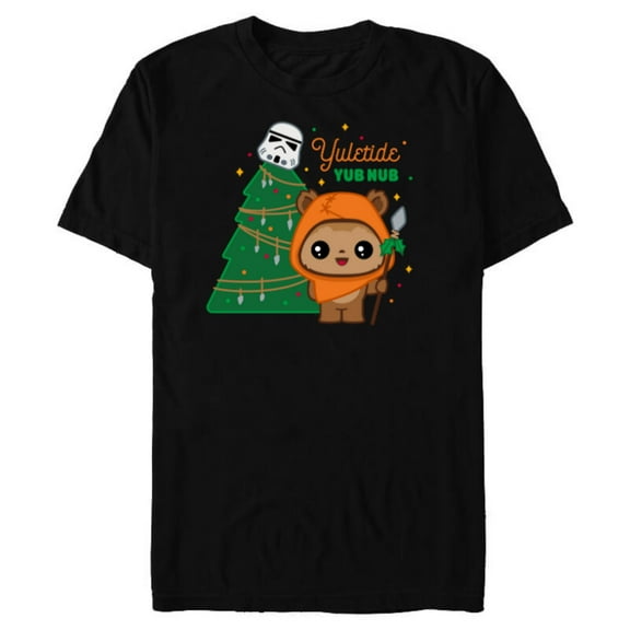 Star Wars Wicket Ewok Christmas Holiday Yuletide Yub Nub - Short Sleeve Blended T-Shirt for Adults - Customized-Black