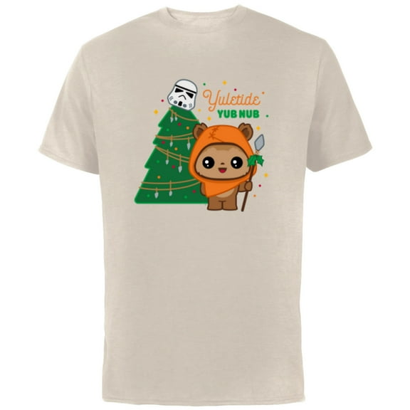 Star Wars Wicket Ewok Christmas Holiday Yuletide Yub Nub - Short Sleeve Cotton T-Shirt for Adults - Customized-Natural