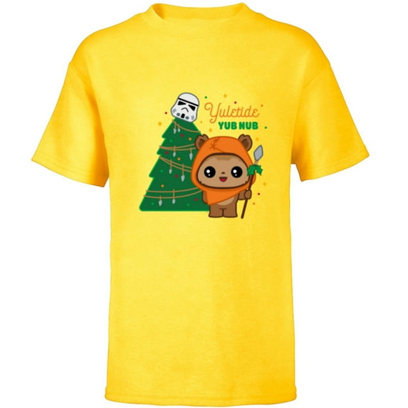 Star Wars Wicket Ewok Christmas Holiday Yuletide Yub Nub - Short Sleeve T-Shirt for Kids - Customized-Yellow