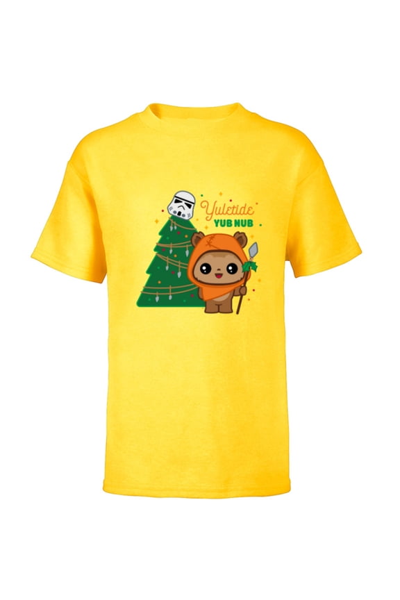 Wicket Ewok Christmas Holiday Yuletide Yub Nub - Short Sleeve T-Shirt for Kids - Customized-Yellow