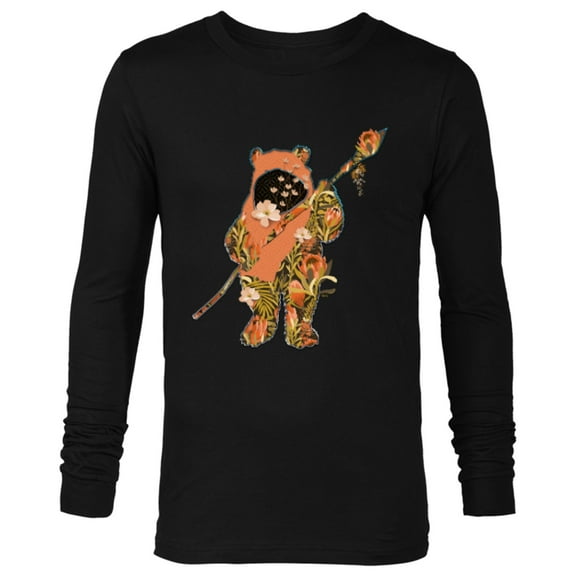 Star Wars Wicket Ewok Endor Floral Garden Reimagined - Long Sleeve T-Shirt for Men - Customized-Black