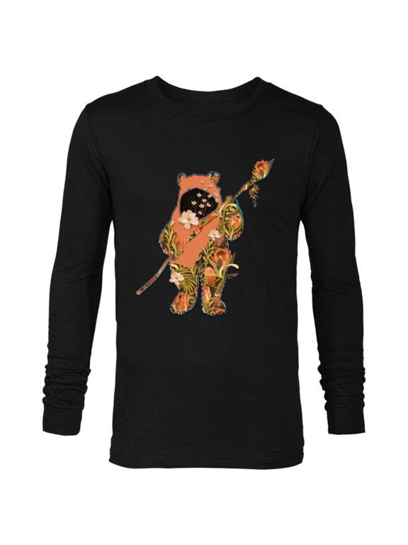 Wicket Ewok Endor Floral Garden Reimagined - Long Sleeve T-Shirt for Men - Customized-Black