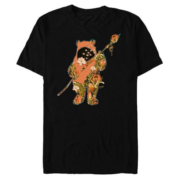 Star Wars Wicket Ewok Endor Floral Garden Reimagined - Short Sleeve Blended T-Shirt for Adults - Customized-Black