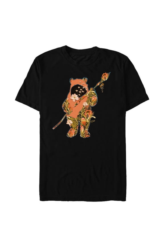 Wicket Ewok Endor Floral Garden Reimagined - Short Sleeve Blended T-Shirt for Adults - Customized-Black
