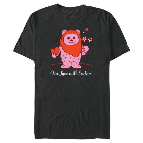 Star Wars Wicket Ewok Our Love Will Endor Valentine’s Day - Short Sleeve Blended T-Shirt for Adults - Customized-Dark Heather