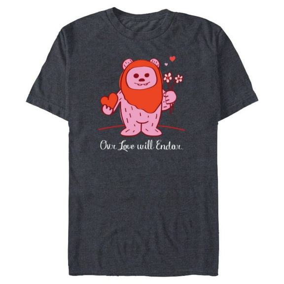Star Wars Wicket Ewok Our Love Will Endor Valentine’s Day - Short Sleeve Blended T-Shirt for Adults - Customized-Navy Heather