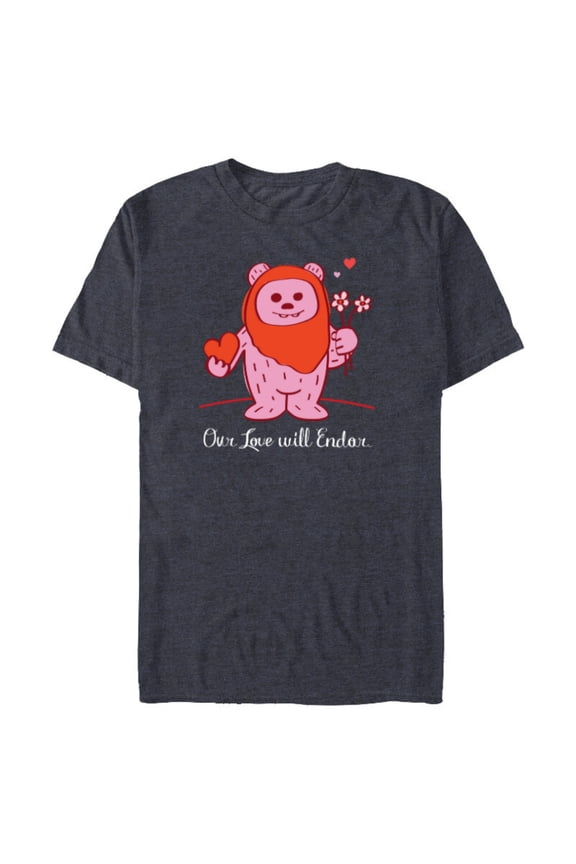 Wicket Ewok Our Love Will Endor Valentine’s Day - Short Sleeve Blended T-Shirt for Adults - Customized-Navy Heather