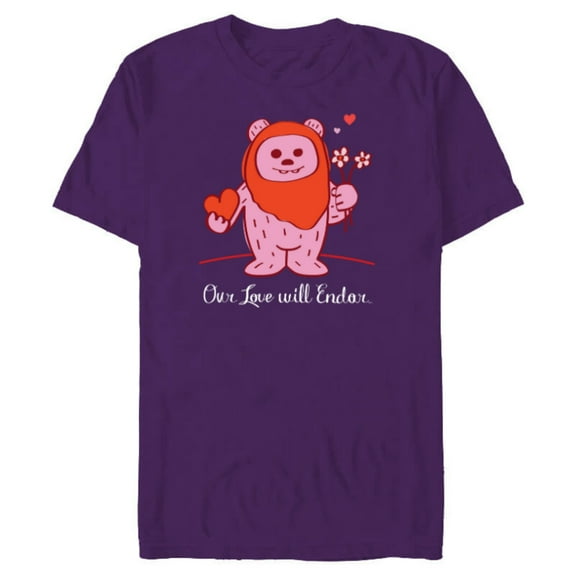 Star Wars Wicket Ewok Our Love Will Endor Valentine’s Day - Short Sleeve Blended T-Shirt for Adults - Customized-Purple