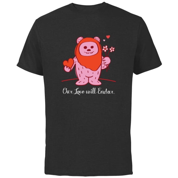 Star Wars Wicket Ewok Our Love Will Endor Valentine’s Day - Short Sleeve Cotton T-Shirt for Adults - Customized-Black