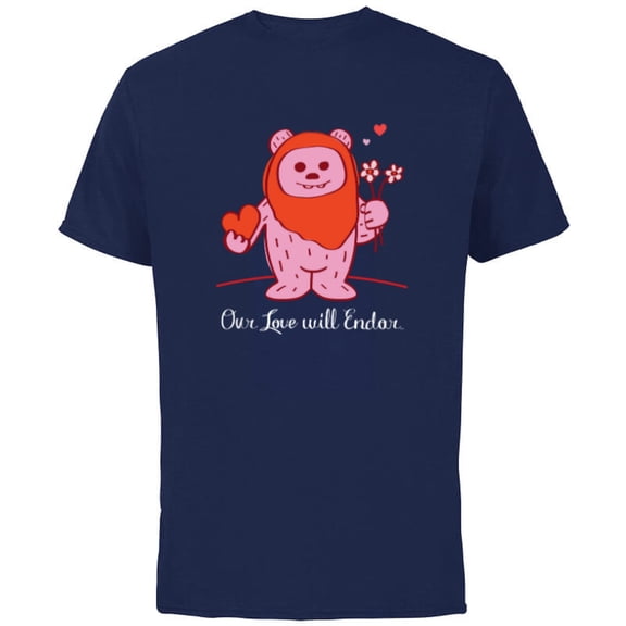 Star Wars Wicket Ewok Our Love Will Endor Valentine’s Day - Short Sleeve Cotton T-Shirt for Adults - Customized-Navy