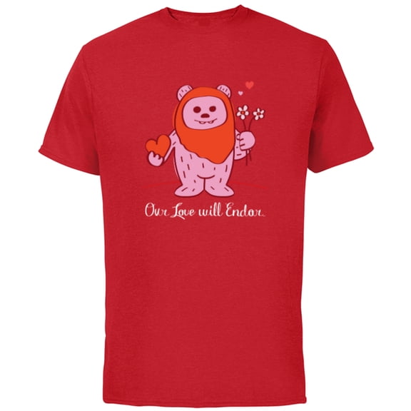 Star Wars Wicket Ewok Our Love Will Endor Valentine’s Day - Short Sleeve Cotton T-Shirt for Adults - Customized-Red